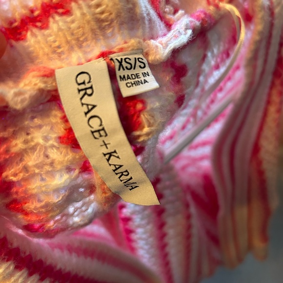 Striped Pink and White Knit Cardigan - Picture 4 of 4